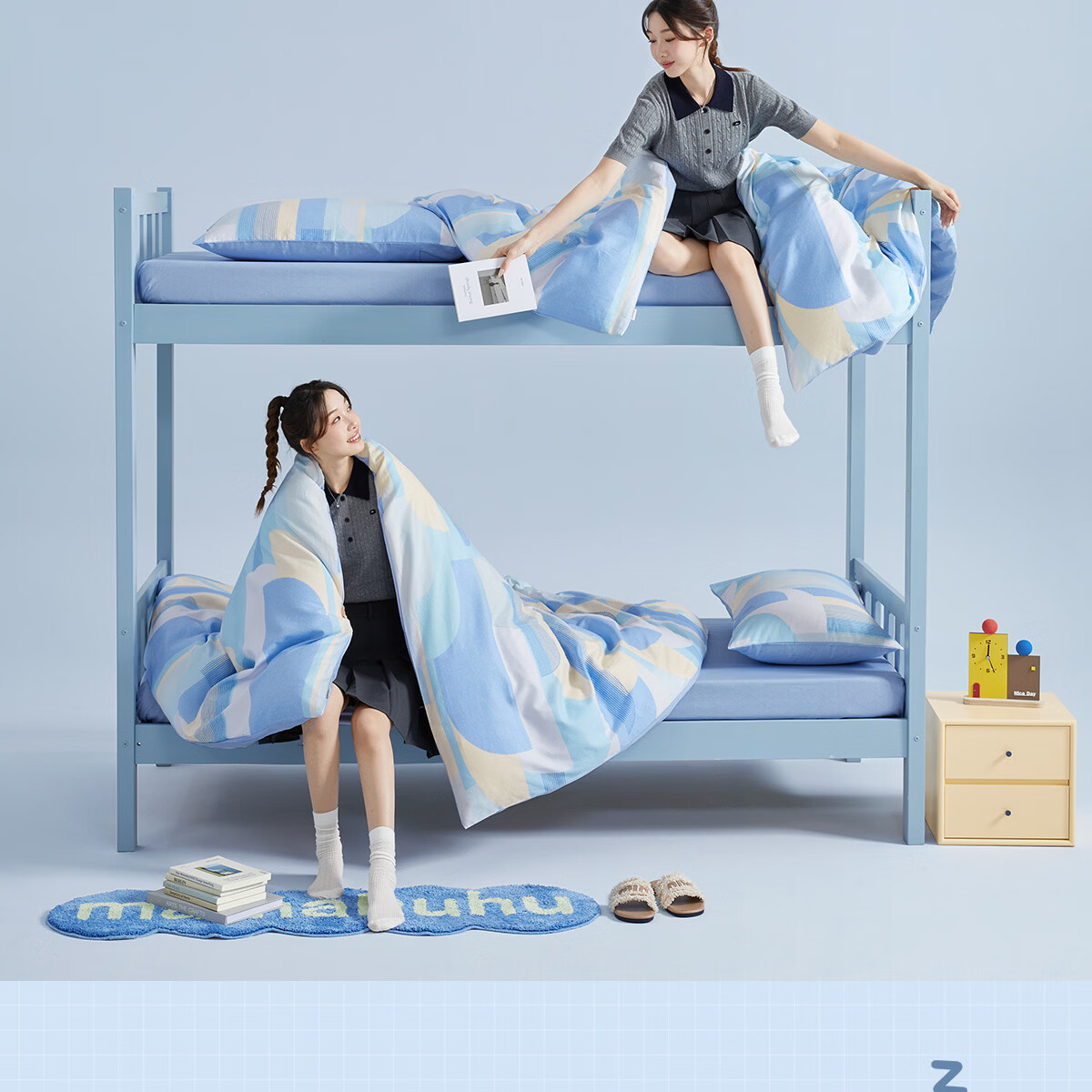 Boyang Home Textiles Back-to-School Season Pure Cotton Student Dormitory Bedding 3-Piece Set Single 90cm Cotton Duvet Cover and Fitted Sheet Set 4