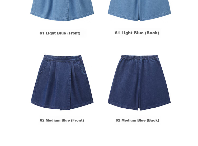 Giordano Women's Summer New Pure Cotton Shorts Pleated Semi-Elastic Waist Thin Denim Skirt Pants 13406328 19