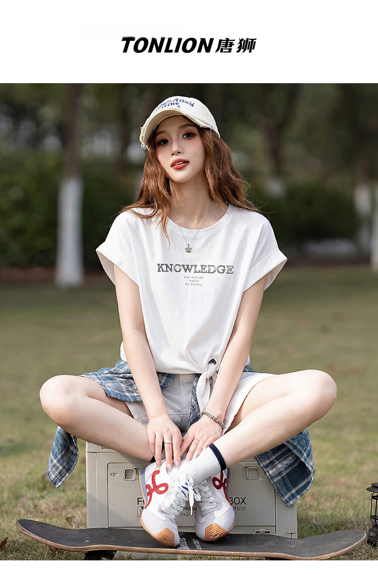 TonLion 2026 Summer New Women's Short Sleeve T-Shirt Unique Hem Design Loose Casual Top 1
