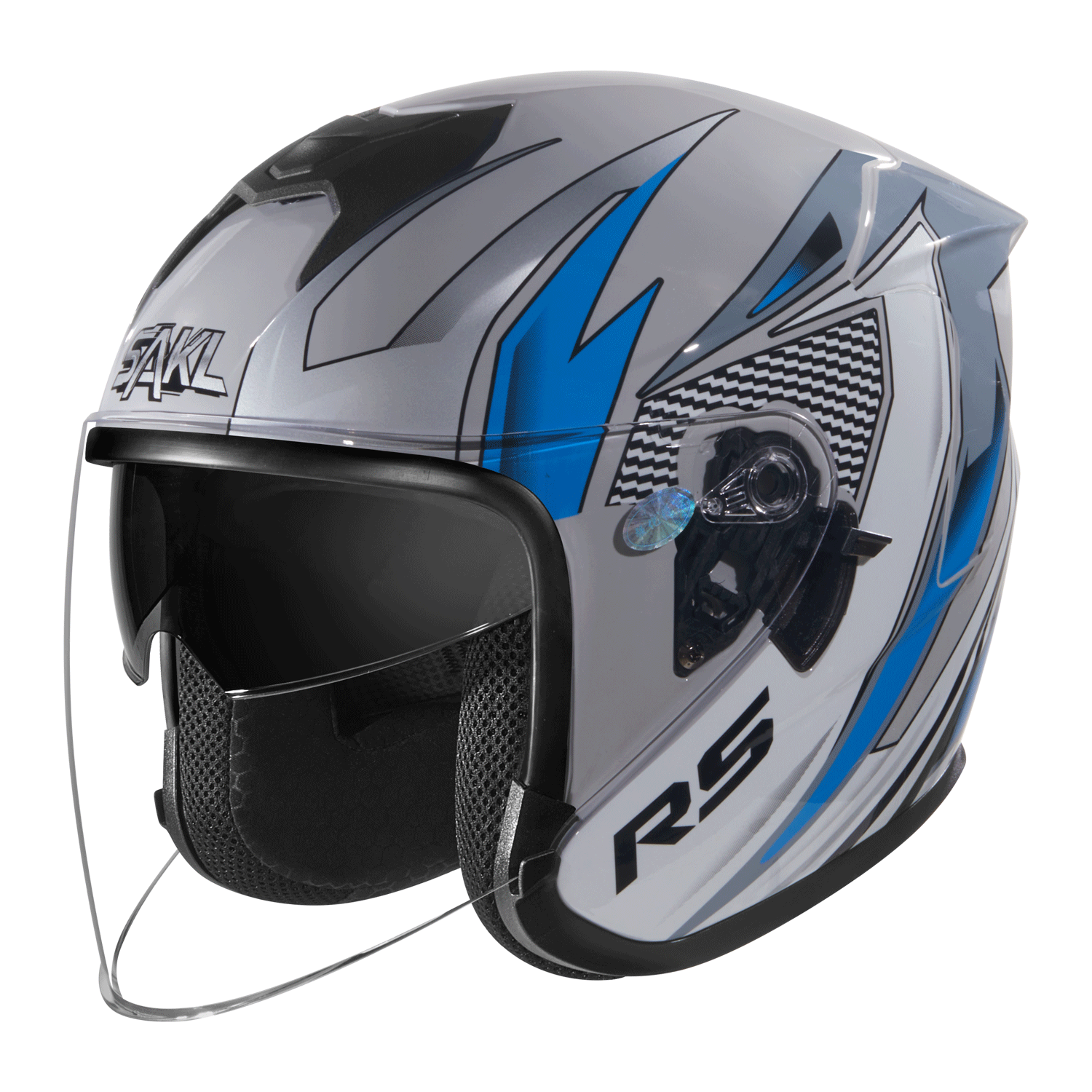 SAKL Motorcycle Helmet National Standard 3C Certified Class A Unisex Four-Season Riding Dual-Lens Anti-Fog 3/4 Half Helmet New Electric Vehicle Safety Cap Cold Gray Storm