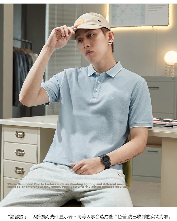 TonLion 2026 Summer New Men's Short Sleeve Polo Shirt Gray Sports Style Versatile Fashion Youth Top 13