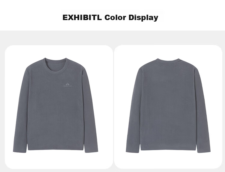 Toread Men's Fleece Pullover Spring Autumn New Round Neck Thin Polar Fleece Long Sleeve T-Shirt Warm Solid Color Base Layer Top 21