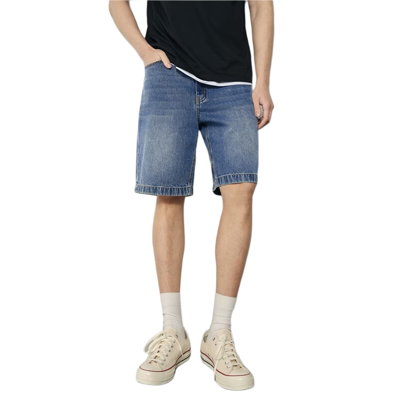 Giordano Men's Summer Vintage Style Pure Cotton Mid-Low Waist Denim Shorts 01106595 Korean Version