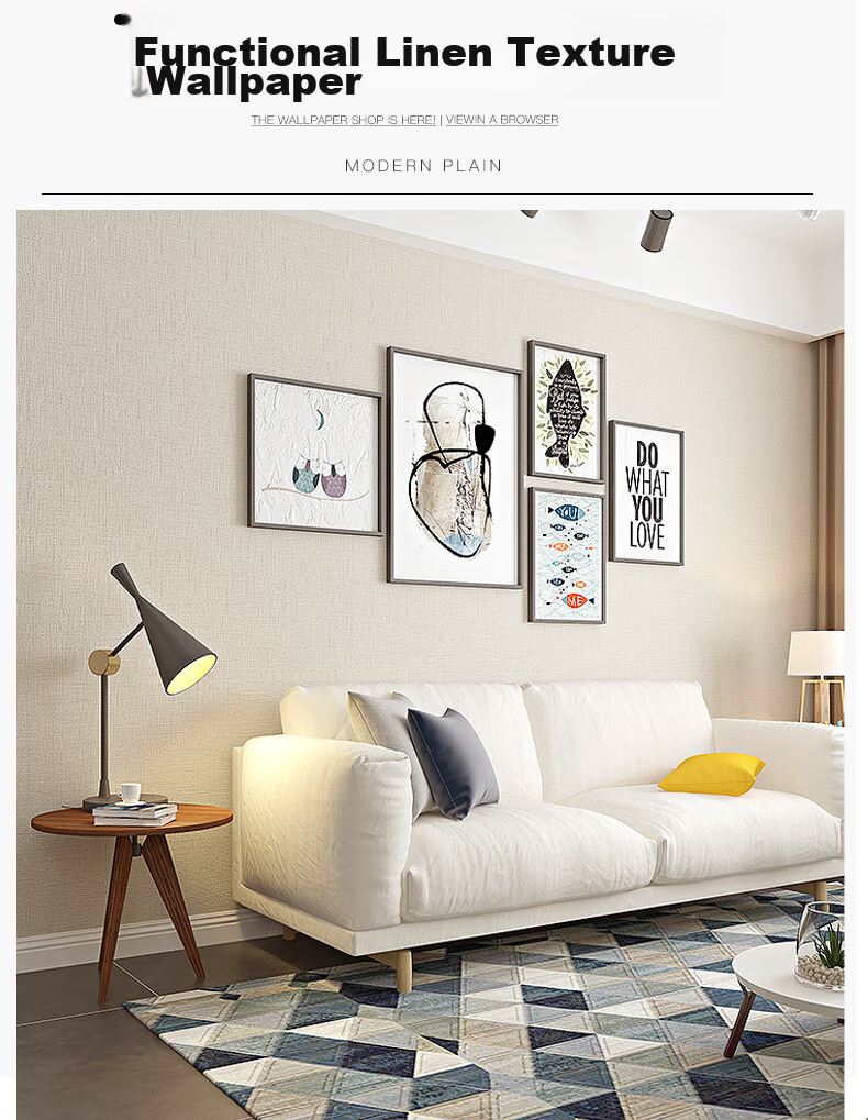 Gongxun Self-Adhesive Linen Texture Wallpaper, Furniture Renovation, Dormitory Wall Decoration Sticker, Beige, 60*500cm 1