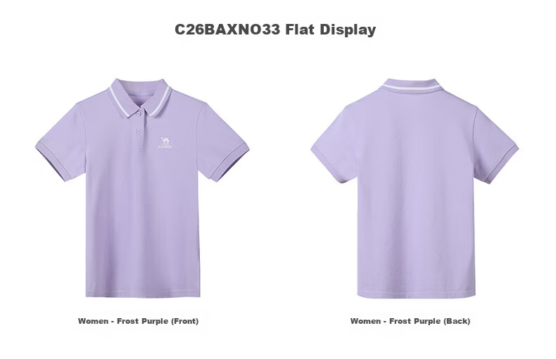 CAMEL Women's Sports Quick-Dry Polo Shirt, Casual Short Sleeve T-Shirt with Collar, Frost Purple, Size M, Model C26BAXLN033 18