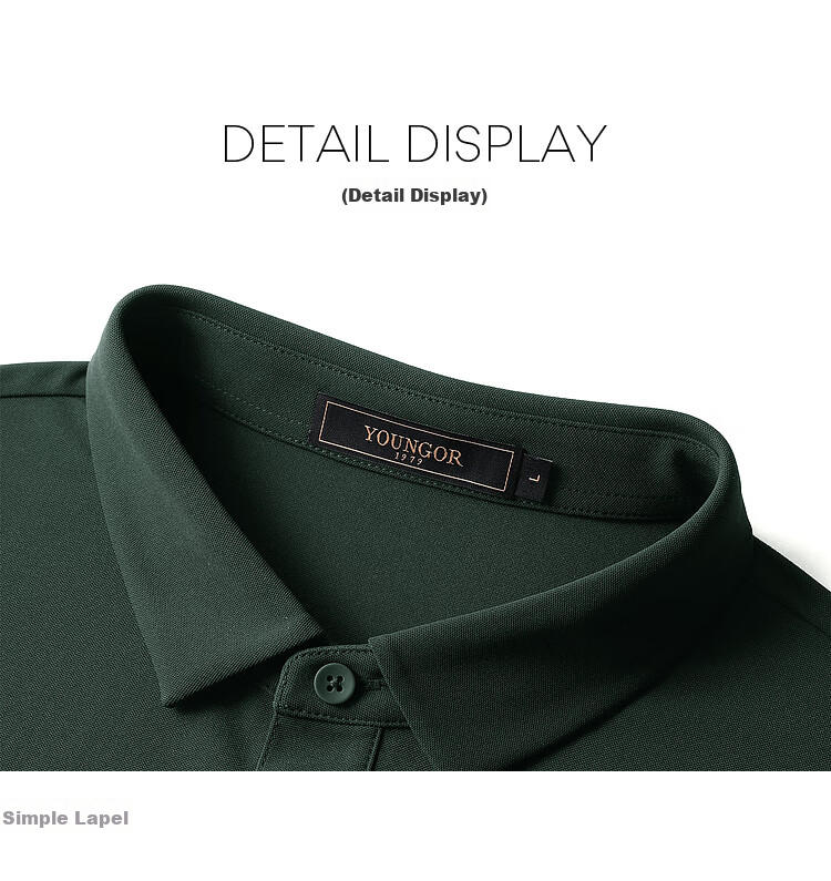 Youngor [Sun Protection Cooling] Summer Men's Short Sleeve Polo Shirt Casual Moisture-Wicking Breathable T-Shirt Dark Green M 16
