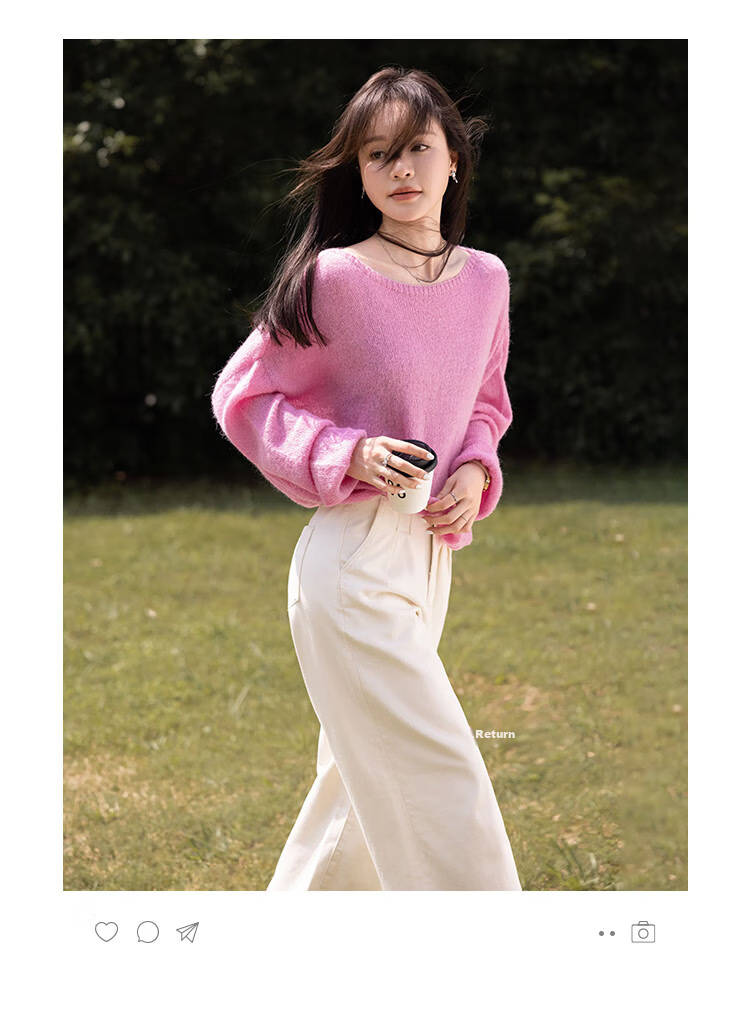 MT Japanese Soft Style Winter Simple Versatile Pullover Gentle Solid Color Long Sleeve Knit Sweater 3