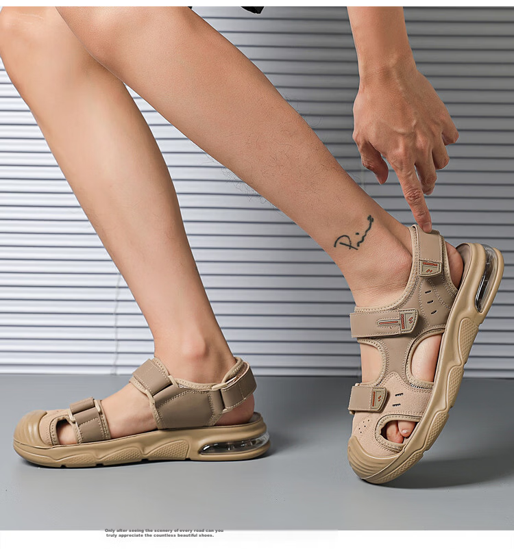 Warrior Men's Summer Closed-Toe Sandals Outdoor Breathable Beach Shoes WSL(WZ)-1651 Khaki Size 41 9