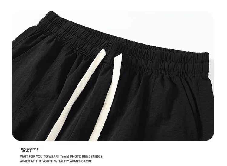GENIOLAMODE Semir Group Men's Korean Style Loose Casual Lightweight Breathable Five-Point Ice Silk Quick-Dry Versatile Drawstring Shorts 32