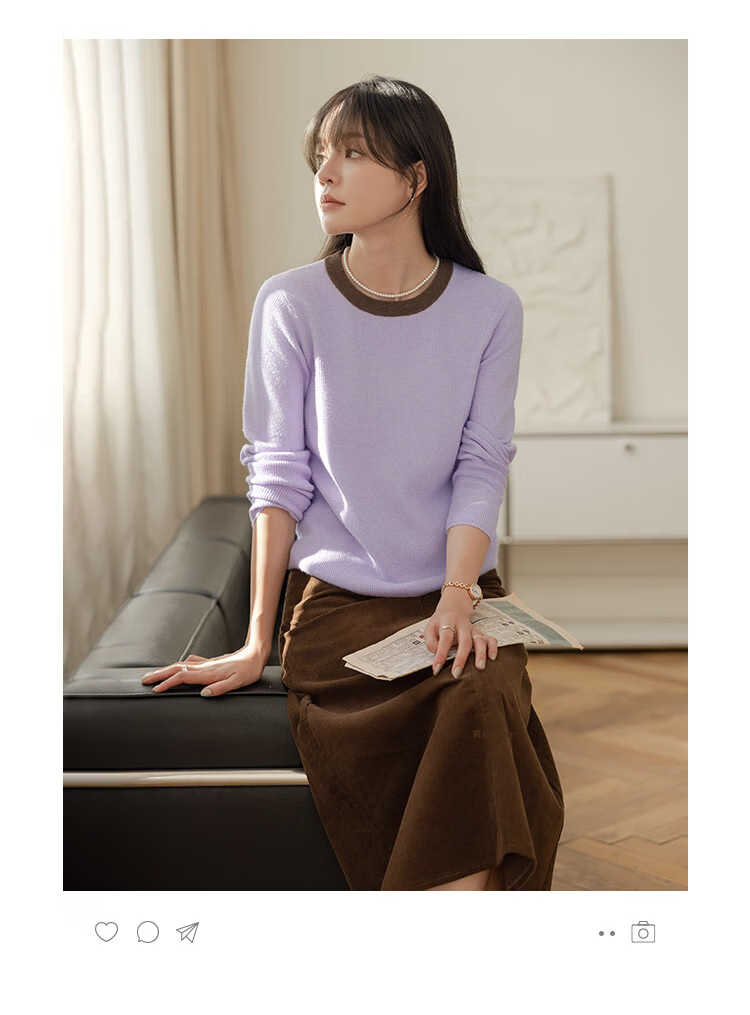 Mt [Korean-Japanese Fresh Style] Autumn Simple Dopamine Colorblock Long Sleeve Pullover Knit Sweater 3