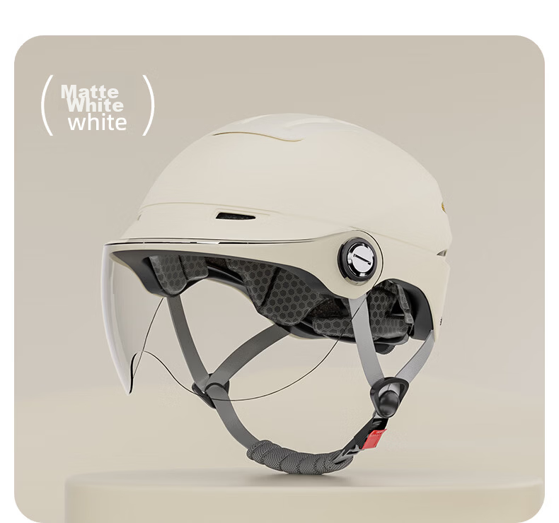 YUANBANG Helmet Electric Vehicle 3C Certified New National Standard Class A Electric Motorcycle Half Helmet Unisex Summer Breathable Safety Helmet Four Seasons Universal Off-White with Ventilation Len 15