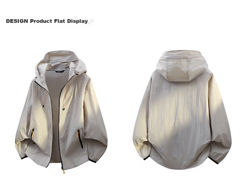 :CHOCOOLATE IT Summer Lightweight Casual Breathable Sun Protection Skin Jacket Unisex Loose Hooded Coat Light Khaki S 21