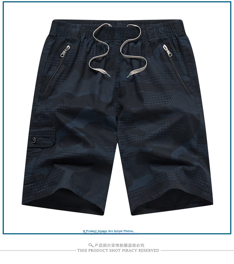 TUCANO Men's Summer Cotton Comfortable Camouflage Cargo Sports Casual Fashion Shorts Black Blue L 21