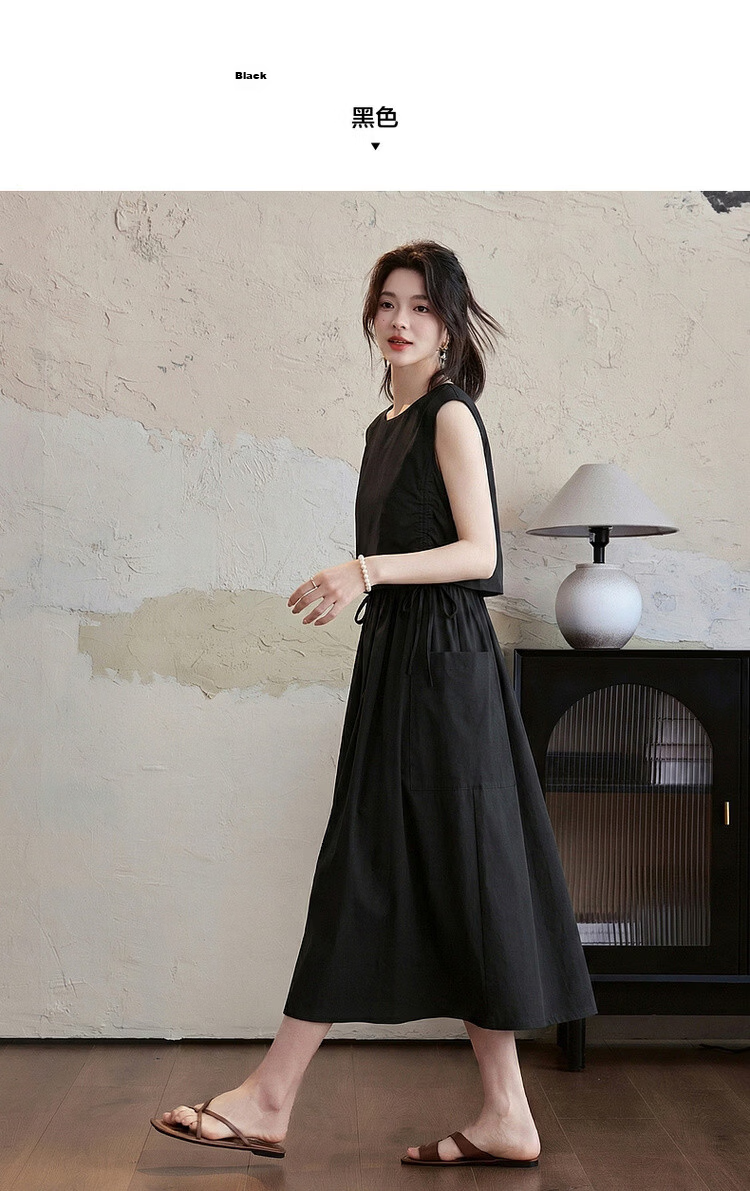 Demana Quick-Dry Sun Protection Series Summer Lightweight Outdoor Two-Piece Style Drawstring Sleeveless Loose Slim Casual Women's Dress 8