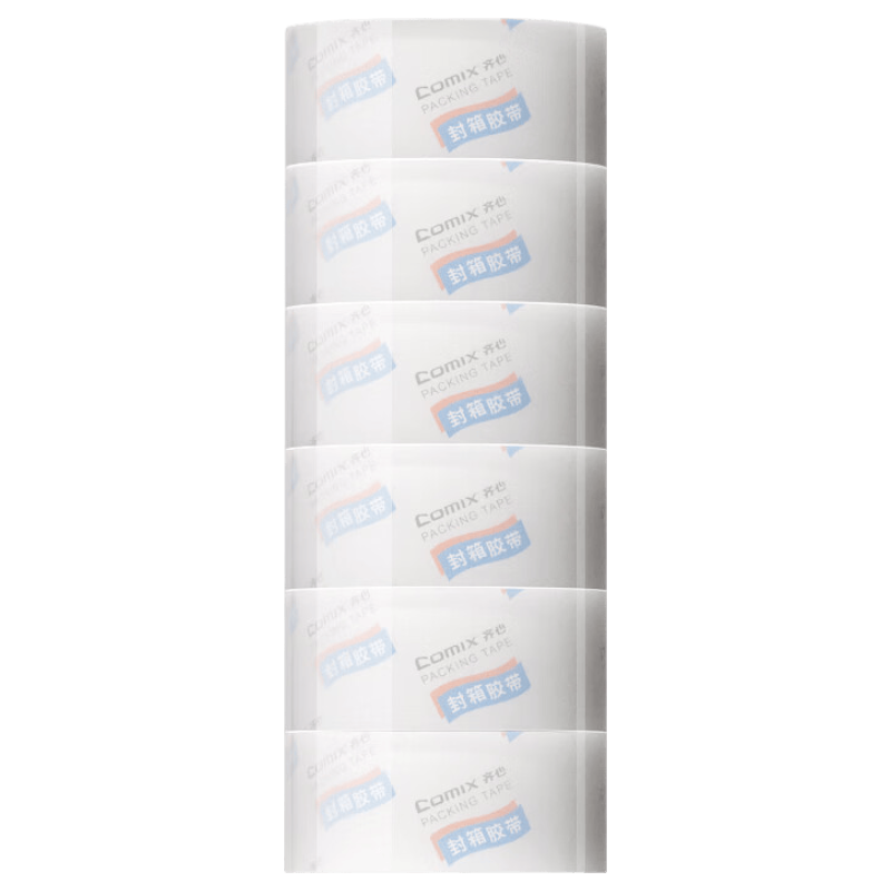 COMIX Transparent Tape/wide Tape/packaging Tape, Thickened Express Shipping Packaging Tape, Transparent, 6 Rolls, Width 45mm * Length 50y * Thickness 50um, Length 45.7 Meters Per Roll, JF4505-6