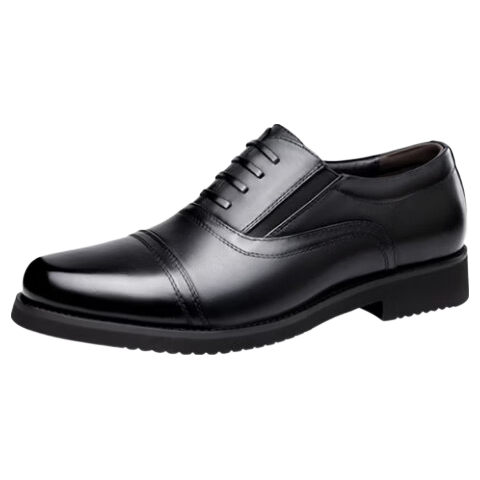 Laorentou Three-Joint Men's Genuine Leather Spring Autumn Security Business Formal Oxford Military Work Shoes TLA302 Black Size 38
