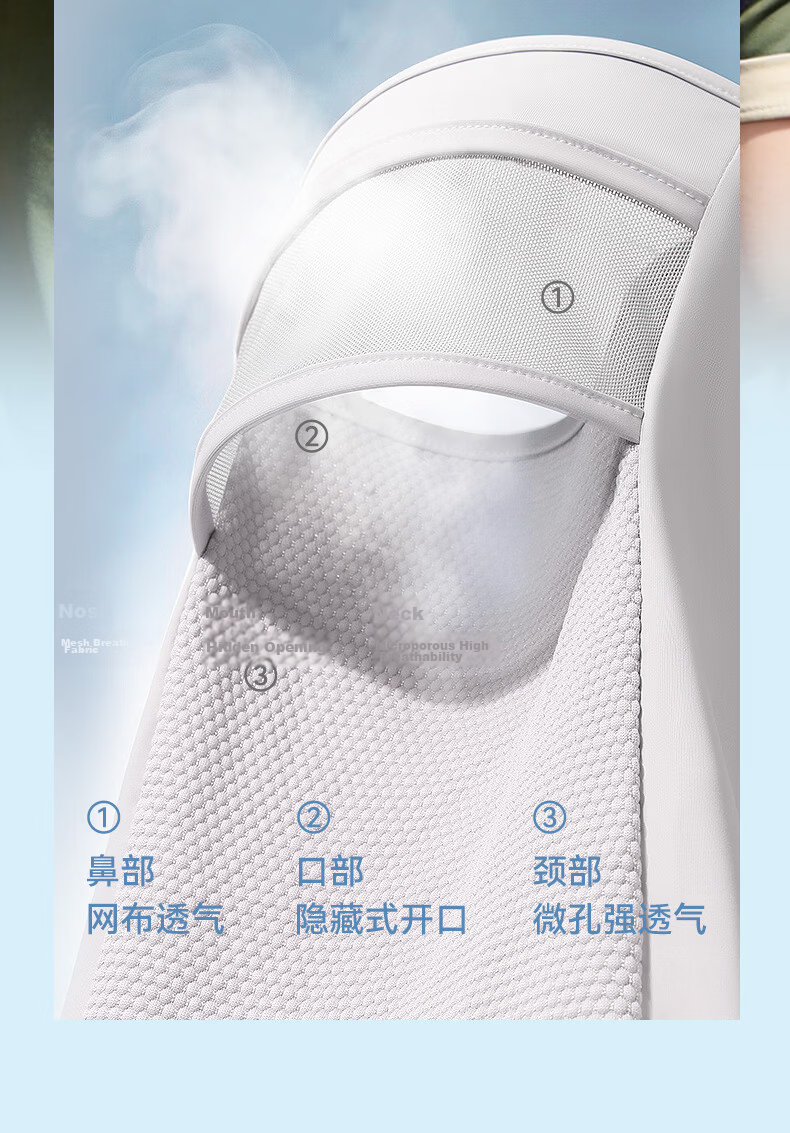 GOLOVEJOY Breathable Sun Protection Face Mask Neck Guard Outdoor Mountaineering Cycling Running Sports Fishing Mask - Twilight Black 5