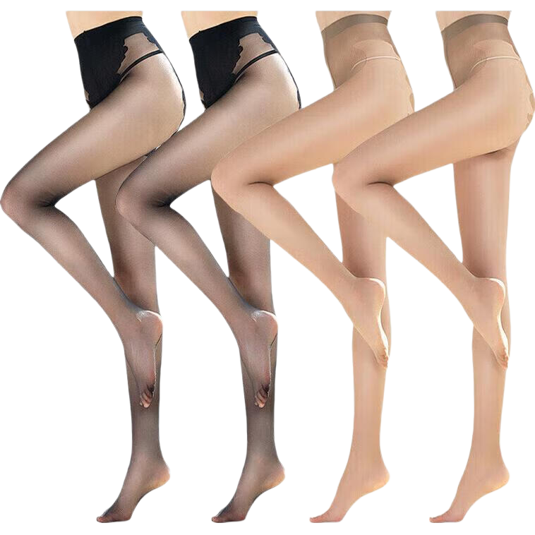 LangSha Silk Stockings for Women, Summer Pantyhose, Black And Nude Color, Sexy Butterfly Crotch, Thin Leggings, 4 Pairs Pack, Black 2, Coffee 2