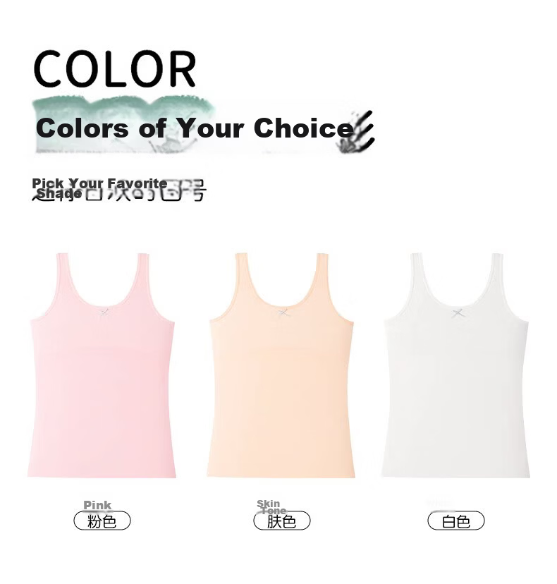 Langsha Girls' Cotton Developmental Stage 1 Sleeveless Vest for Elementary School Girls Age 8-12 Long Tank Top 14