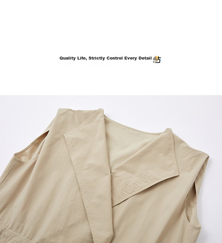 Demana Quick-Dry Sun Protection Series Summer Lightweight Casual Polo Collar Sleeveless Drawstring Waist Mid-Length Dress for Women 15