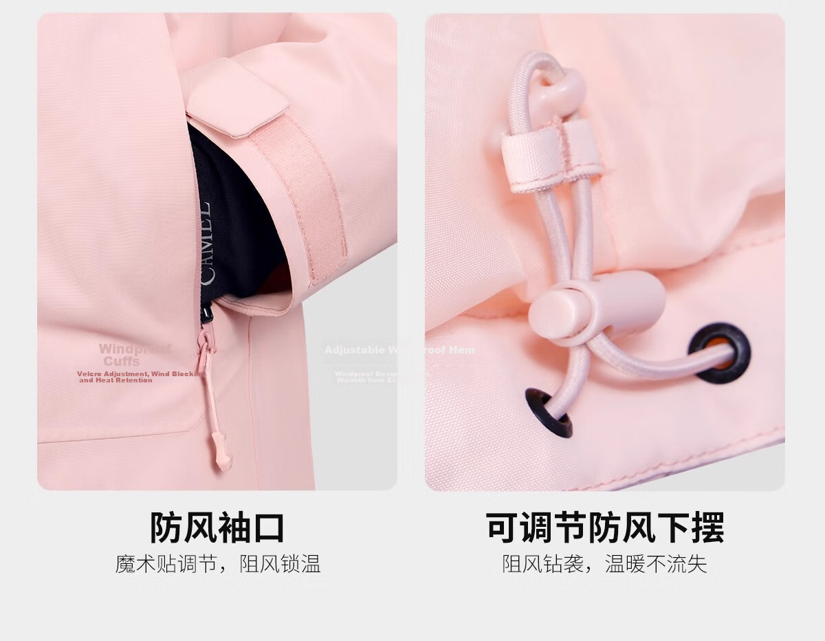 CAMEL Women's Outdoor Jacket Men's 3-in-1 Waterproof Breathable Down Liner Hiking Mountaineering Coat 40