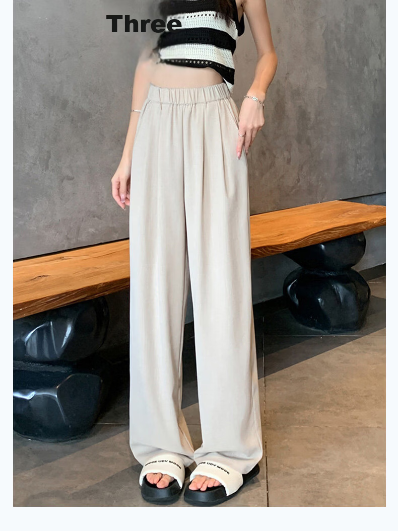Langsha Women's Ice Silk Wide-Leg Pants Summer Thin Draped Loose Sun-Protective Casual Straight-Leg Yamamoto Style Pants 14