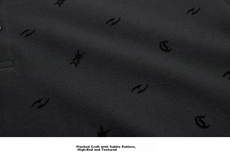 CABBEEN 205g Sweat-Absorbing Beads Polo Shirt Men Flocked Dark Pattern Logo Print 2026 Summer Breathable Short Sleeve Polo 26