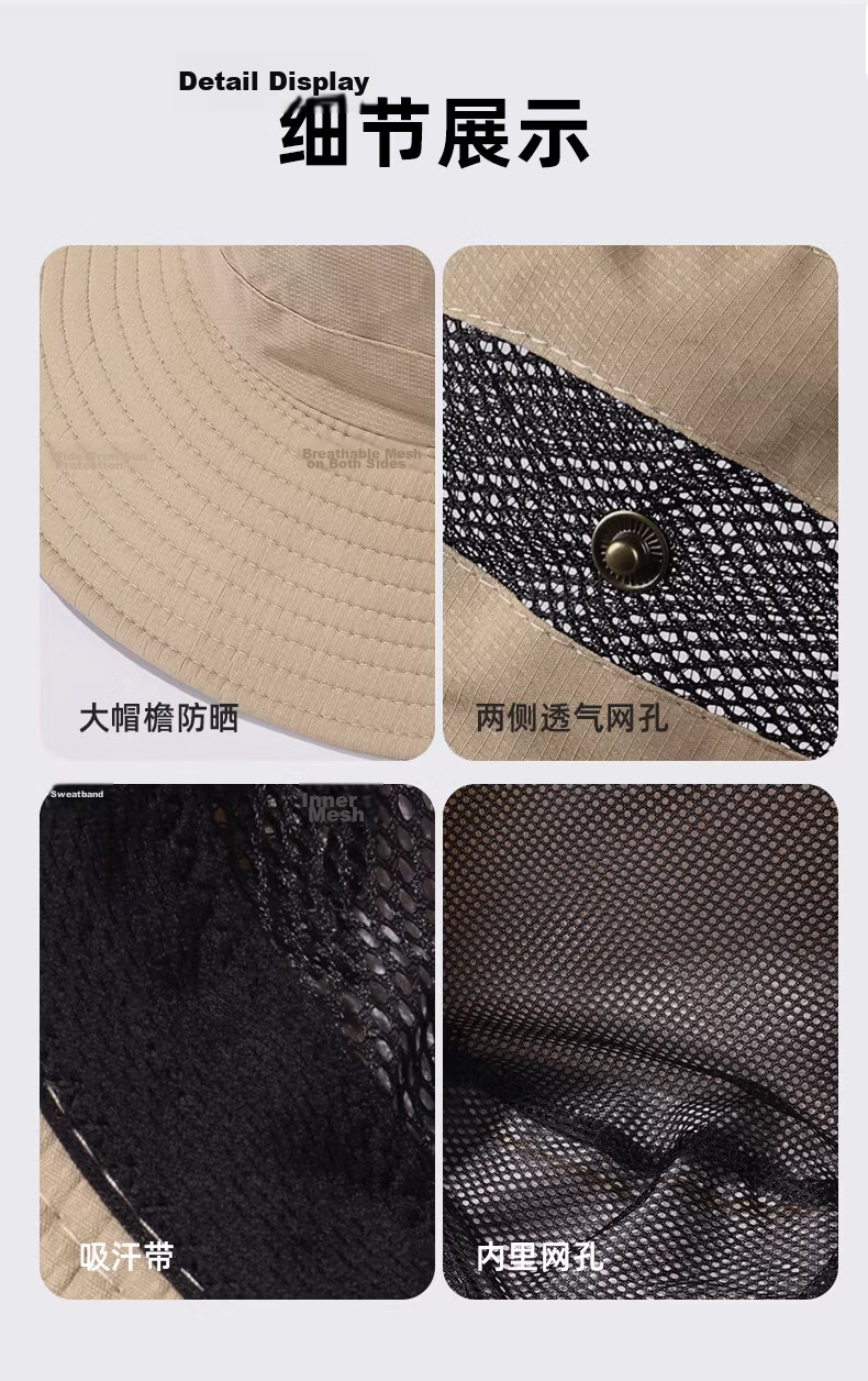 JEEP Women's Summer New Wide Brim Sun Protection Outdoor Hiking UV Protection Bucket Hat 8