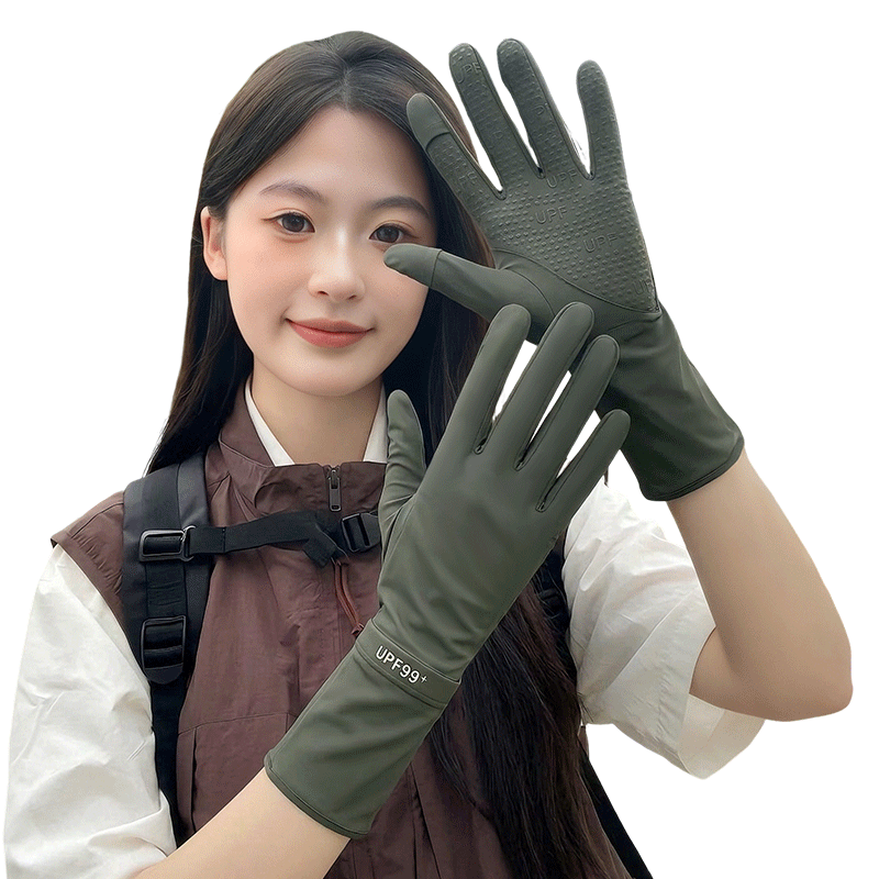 FitonTon Sunscreen Gloves Unisex Outdoor Cycling Driving Summer Sun Protection Breathable Ice Silk Thin Non-Slip Touchscreen Compatible Delivery Gloves