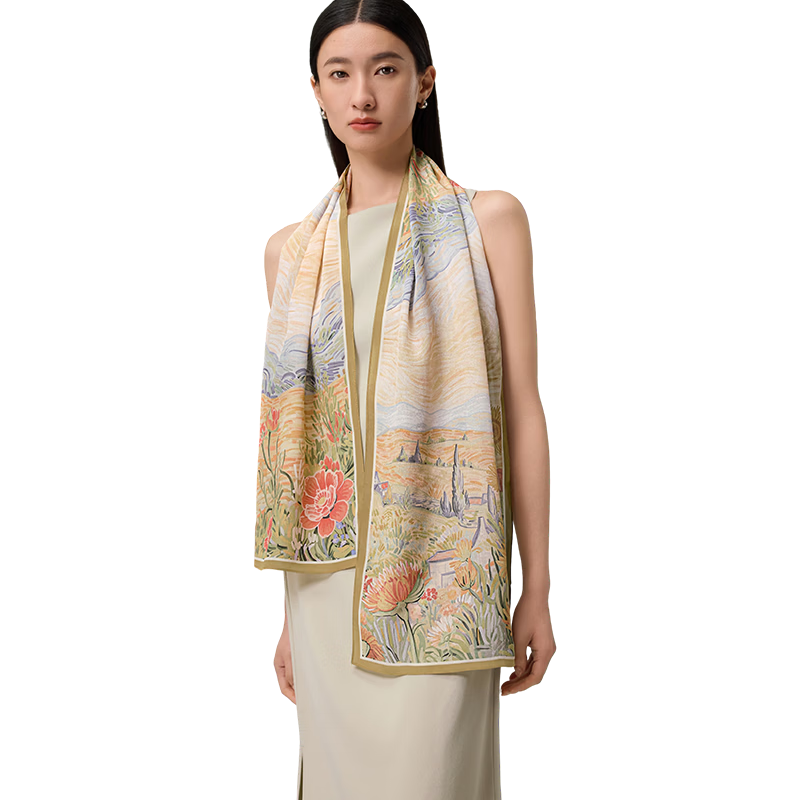 Shanghai Story Spring New 100% Mulberry Silk Scarf Genuine Silk Shawl Birthday Gift for Mom and Girlfriend Women's Silk Scarf Wrap