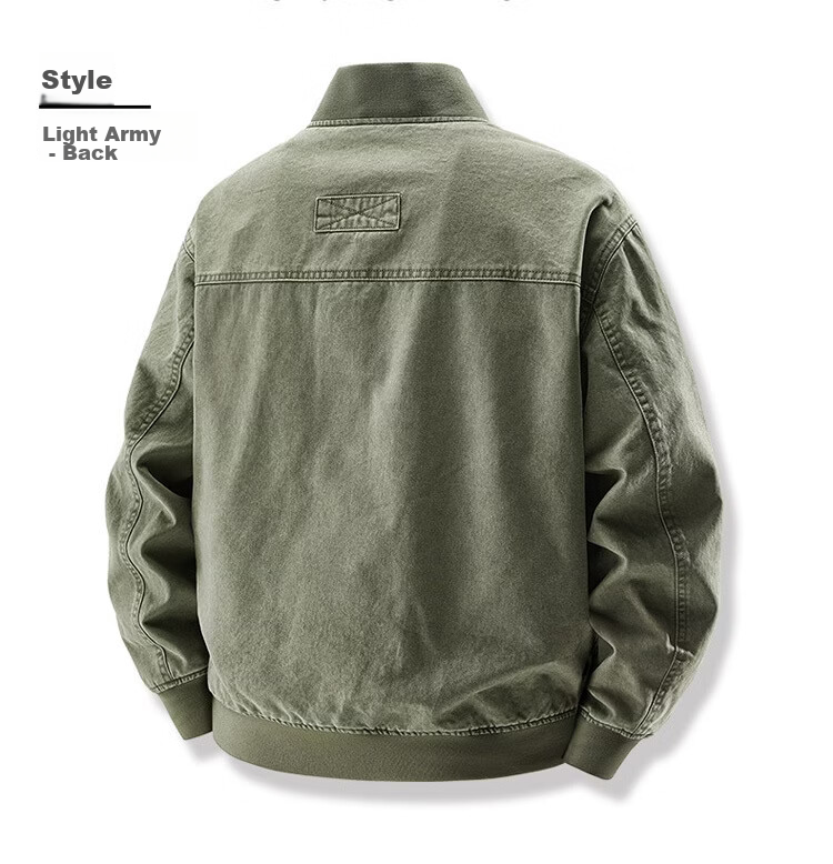 JEEP Men's Jacket Spring Autumn Trendy Workwear Cotton Short Casual Versatile Gray Green 2XL 12