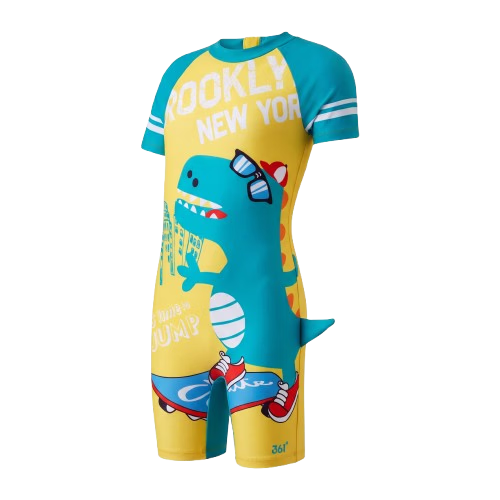 361° Children's Swimsuit, Boys' One-Piece Swimwear, Cartoon Cute Design for Young Kids, Summer Swimming Suit, Baby Hot Spring Bathing Costume