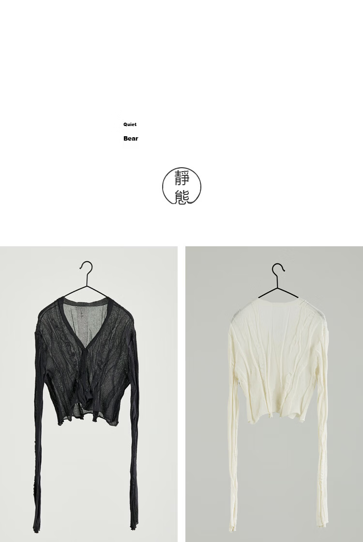 Rizhuo Original Design 2026 Summer New Niche White Knit Ripple Thin Cardigan Jacket for Women 23