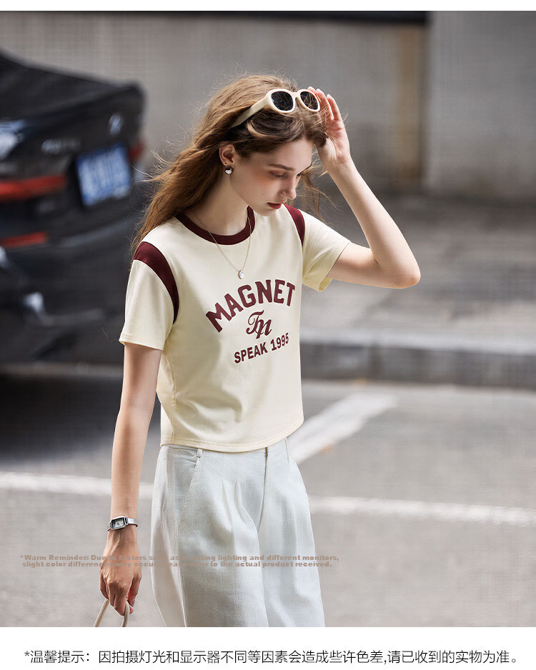 TonLion 2026 Summer New Women's Short Sleeve T-Shirt Unique Design Beautiful Youthful Petite Crop Top 6