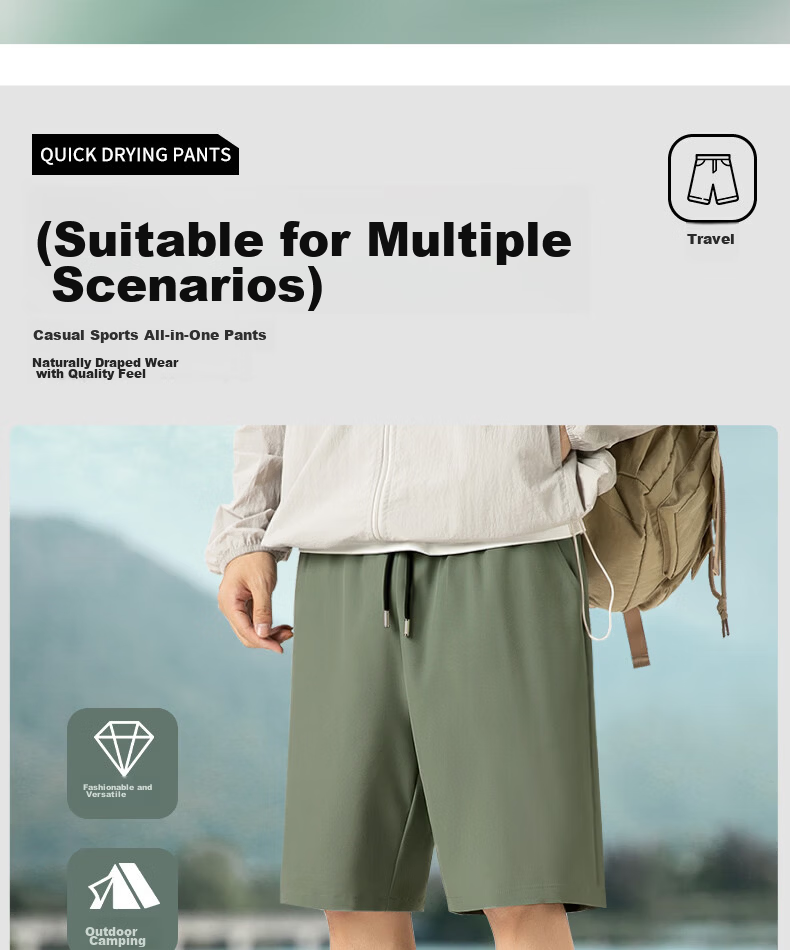 GENIOLAMODE Semir Group Ice Silk Shorts Summer Men's New Quick-Dry Breathable Cool Loose Sports Casual Five-Point Pants 6