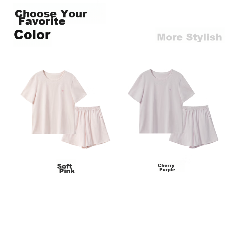 MiiOW Floral Dye Series Summer Crew Neck Short Sleeve Soft Breathable Women's Sleepwear Homewear Set 11