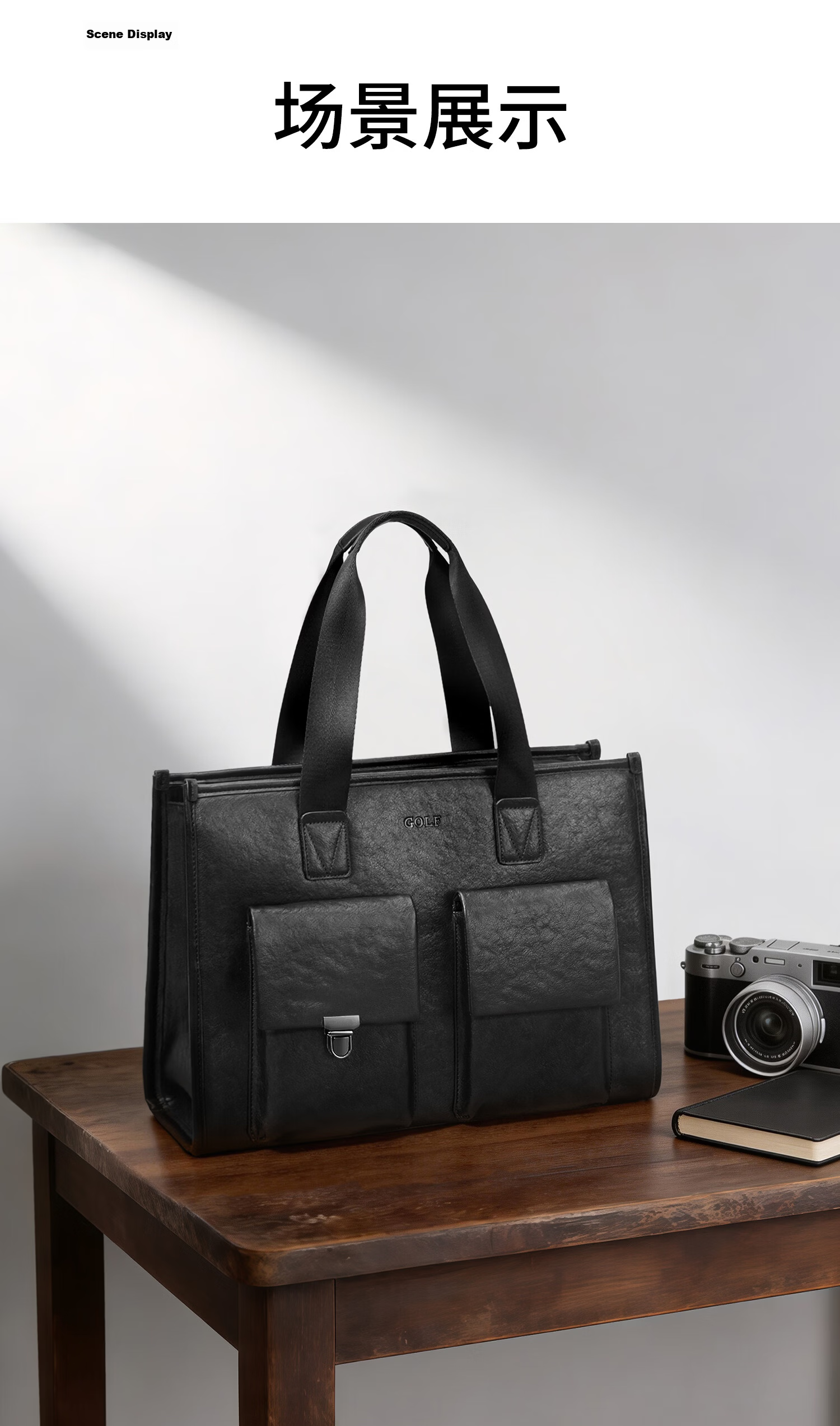 GOLF Business Briefcase Men's Handbag 14-inch Laptop Bag Multi-pocket Unisex Vintage Wrinkled Tote Bag 15
