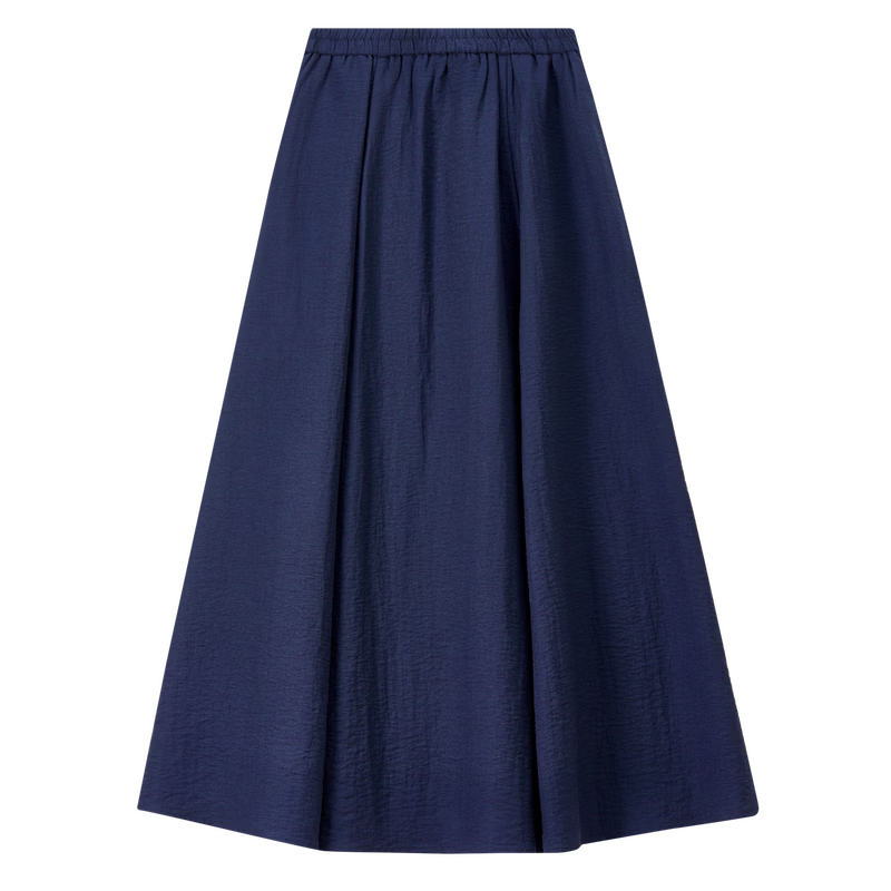 Shangdubila Linen Blend Pear-Shaped Slimming A-Line Skirt for Women Spring Summer Elegant Commuter Elastic Waist High-Quality Temperament Long Skirt