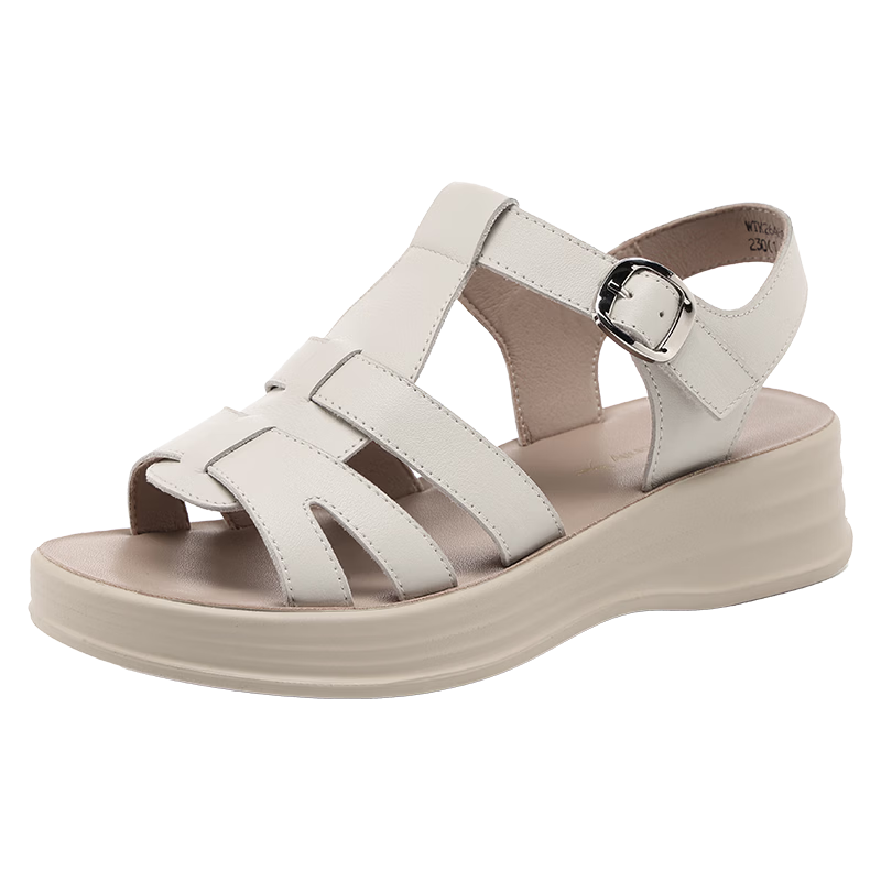 Red Dragonfly Women's Roman Woven Soft Sole Casual Sandals Thick Sole Height Increasing Slimming Beach Shoes WTK264891 Black Size 37