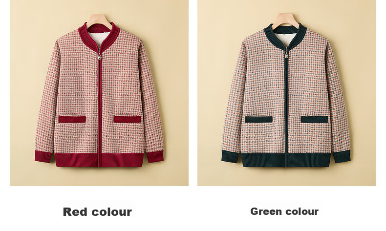 Fengxiao Grandma Style 2025 New Winter Coat Elderly Women's Fleece Warm Knitted Sweater Mom's Pullover 11