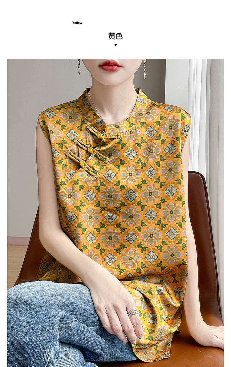 Demana [Oriental Aesthetics] Spring National Style New Chinese Satin Jacquard Shirt with Frog Buttons Mid-Length Women's Blouse 9