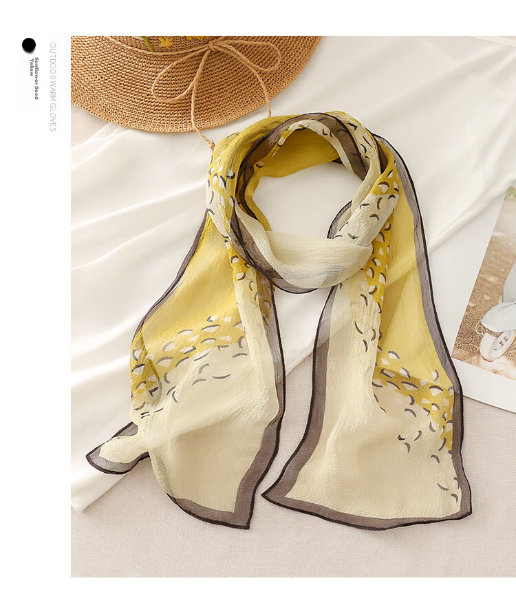 Shanghai Story Women's Summer Printed Silk Scarf 100% Mulberry Silk Neck Scarf Commuter Gift for Girlfriend Valentine's Day 26