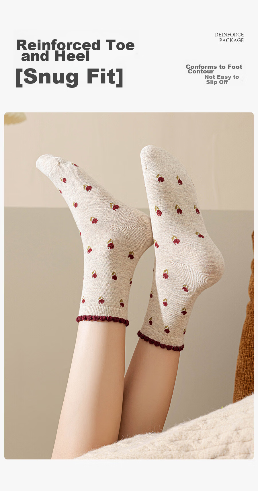 Tulan Duo [7A Antibacterial] Spring Summer Women's Deodorant Mid-Calf Socks Lace Socks Spring Twist Embroidery Maillard Color Socks 9
