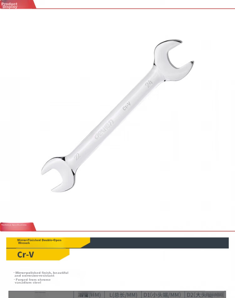 Deli Tool Double Open-End Wrench 22x24mm DL33321 1