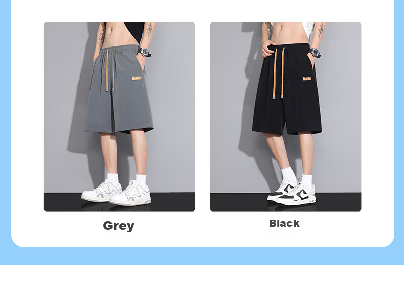 MULINSEN Men's Summer Cooling Lightweight Breathable Loose Fit Five-Point Casual Shorts Black M 13
