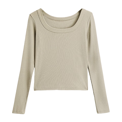 YUZHAOLIN Women's Square Neck Base Shirt 2025 New Spring Autumn Winter Long Sleeve T-Shirt Slim Fit Layering Top