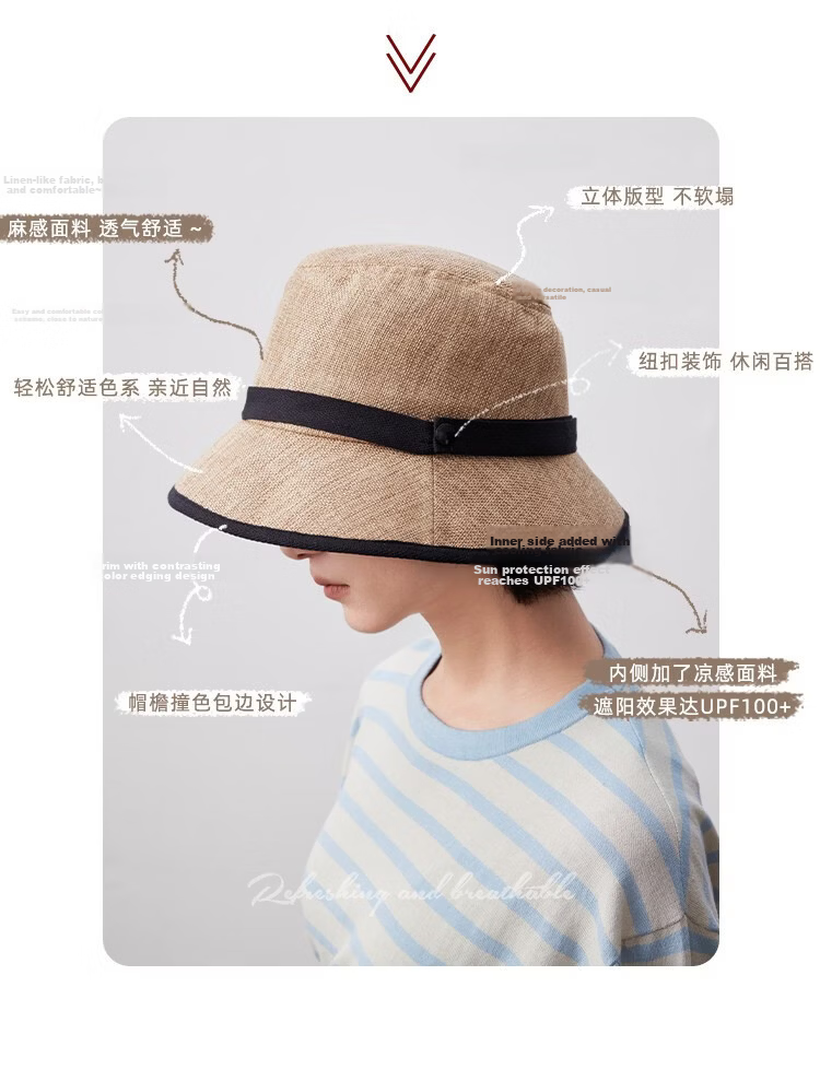 Lagur Japanese Linen Feel UPF100+ Sun Protection Breathable Summer Sun Hat Fisherman Hat New Coffee Color 3