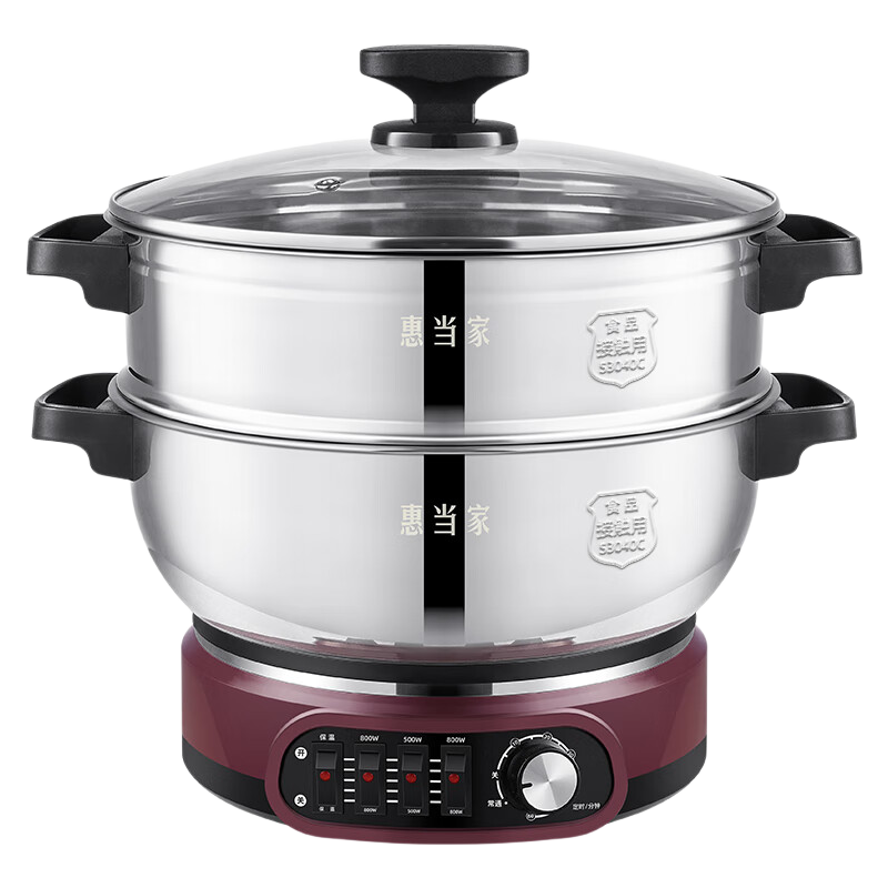 Hui Dang Jia Multifunctional Electric Cooker with Timer, Steamer Pot, Wok, Versatile Pot, Hot Pot, 304 Stainless Steel Pot HDJQJG5-30 Single Pot