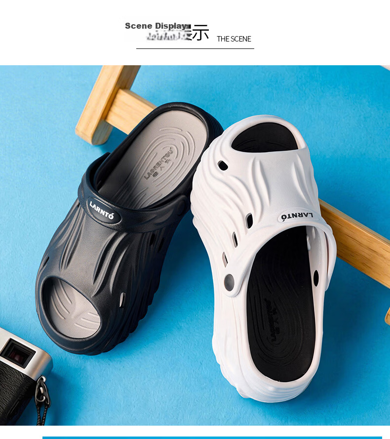 LAORENTOU Men's Summer Breathable Hole Shoes Thick Sole Outdoor Sandals LT353 White Size 44-45 11