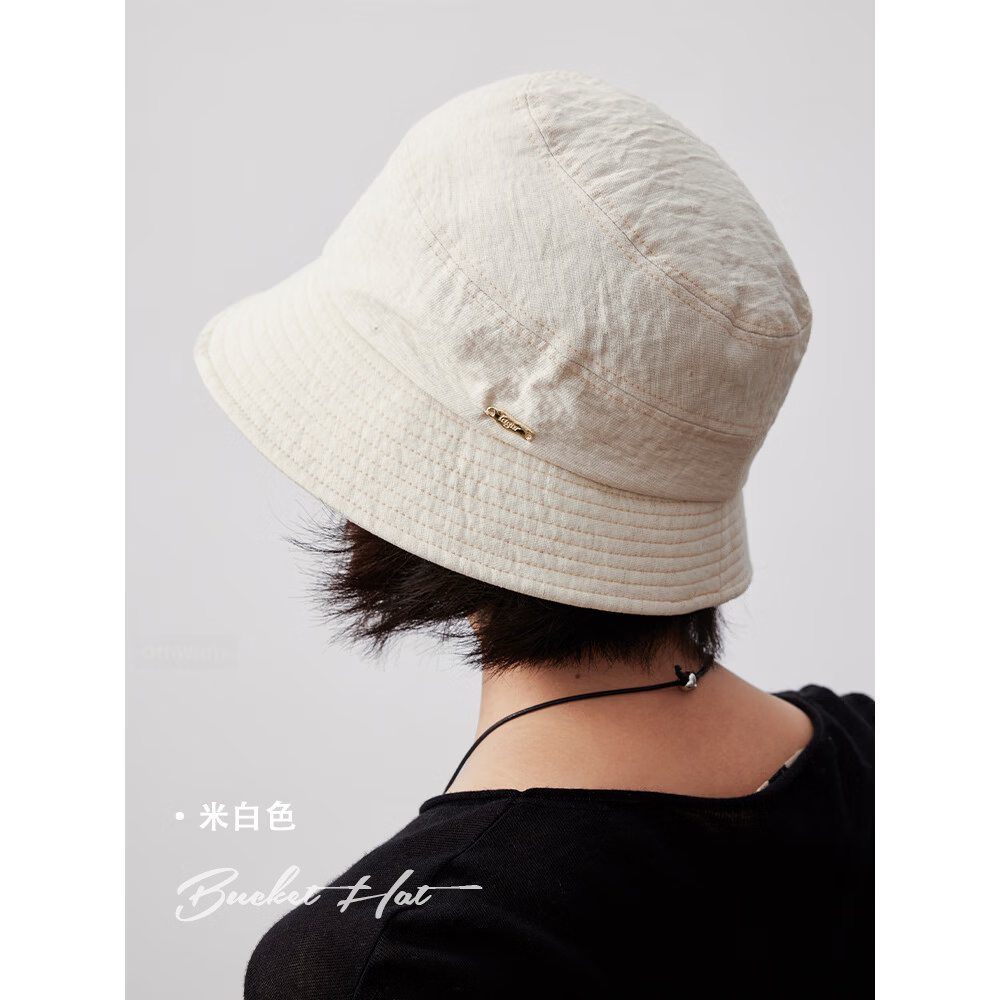 Lagur Cooling Linen "Nature's Essence" Sun Protection Fisherman Hat Small Brim Versatile Summer Sunshade New Style Off-White